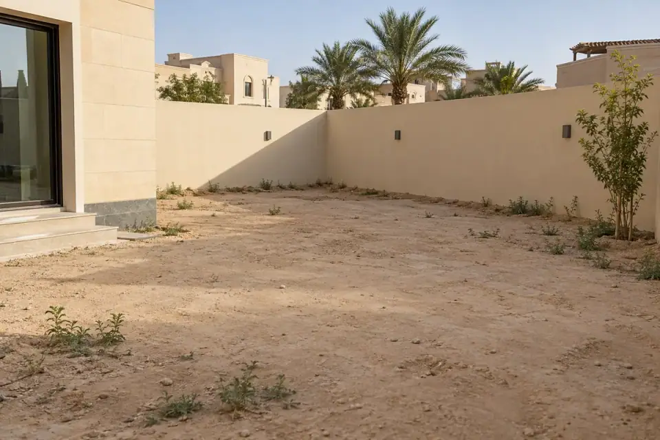 حوش فيلا قبل تنسيق الحديقة