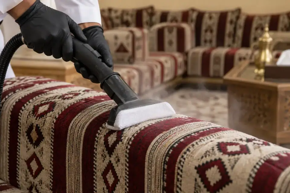 تنظيف مساند المجلس بالبخار
