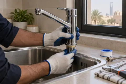 تركيب خلاط مطبخ جديد