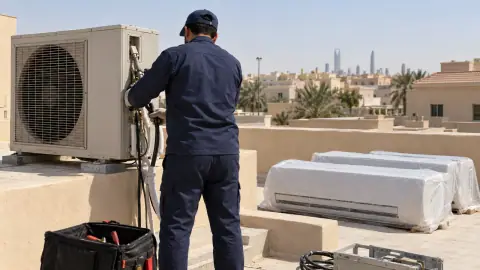 فني يفك مكيف سبليت مستعمل لشرائه
