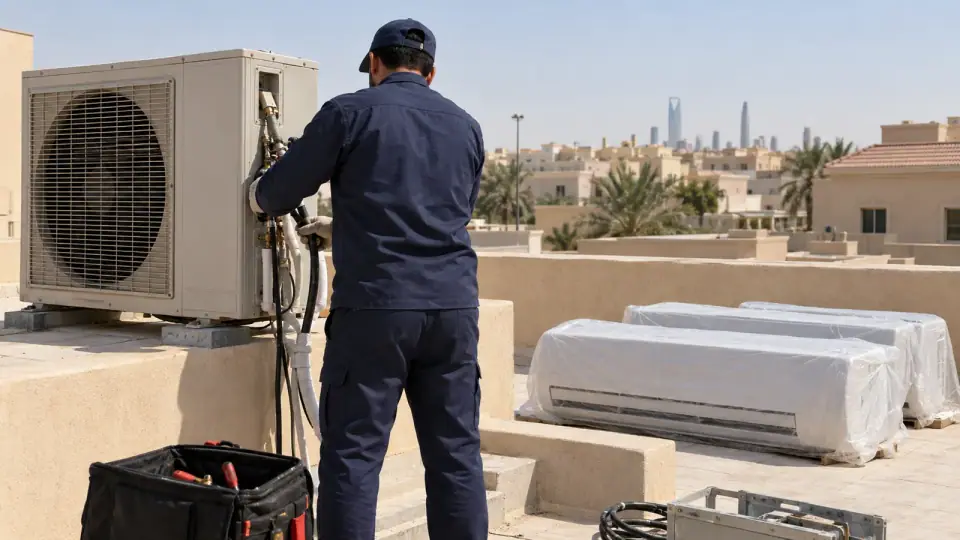فني يفك مكيف سبليت مستعمل لشرائه